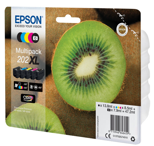Epson Kiwi Multipack 5-colours 202XL Claria Premium Ink Epson Kiwi Multipack 5-colours 202XL Claria Premium Ink